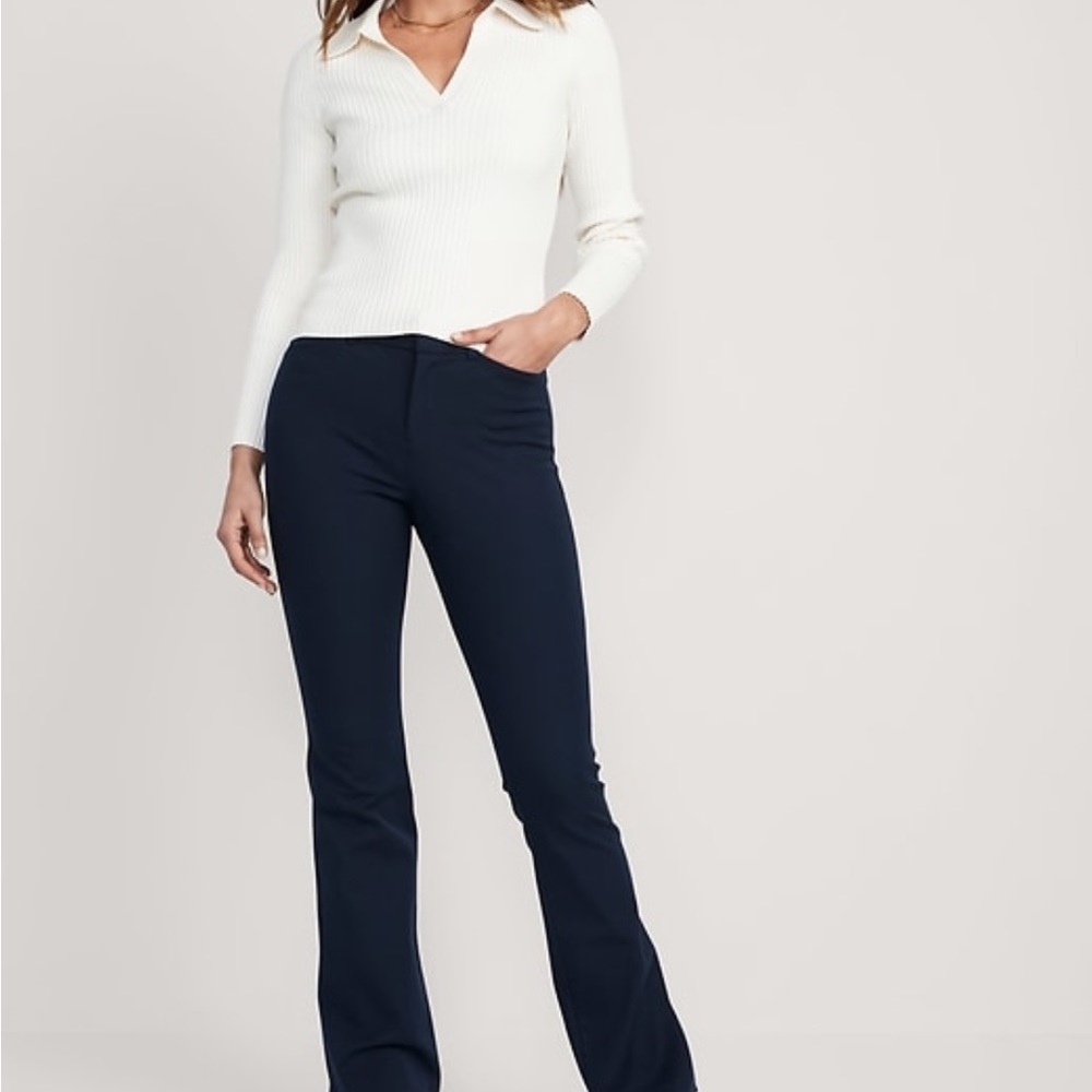 High-Waisted Pixie Flare Pants Dark Blue